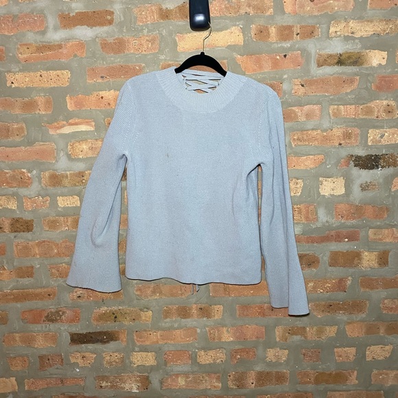 Lace Up Back sweater with flare sleeves and mock turtle neck - Picture 2 of 3